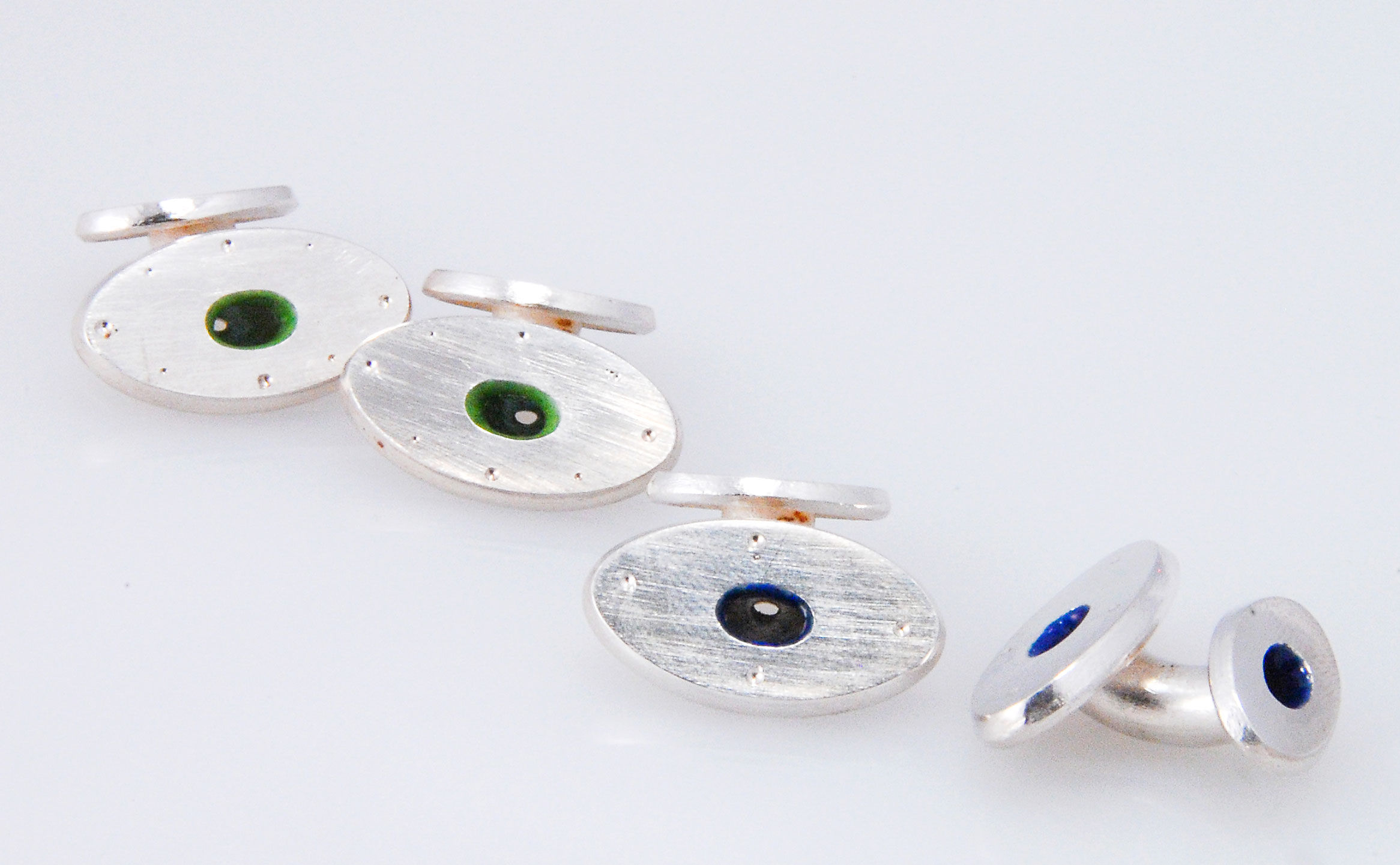 enameled silver cufflinks