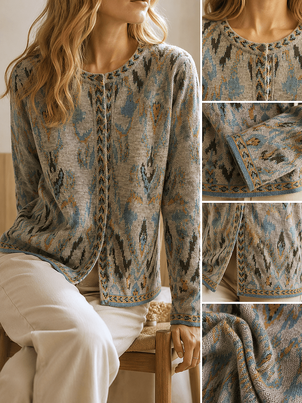 Miniatura: Damen Alpaka Cardigan Stoffdetail – Weicher Strick Nahaufnahme