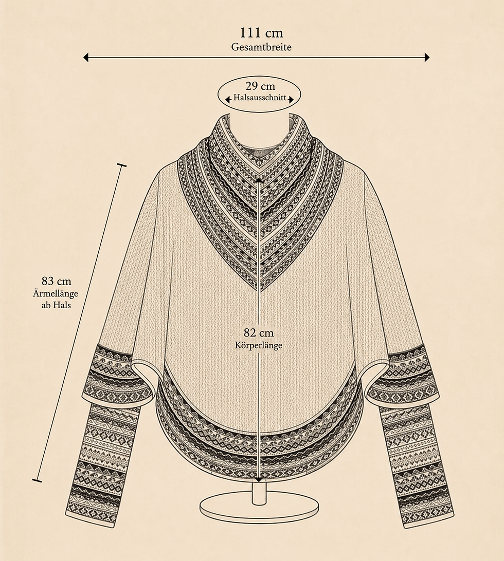 Miniatura: Maße Poncho Alpakawolle Damen