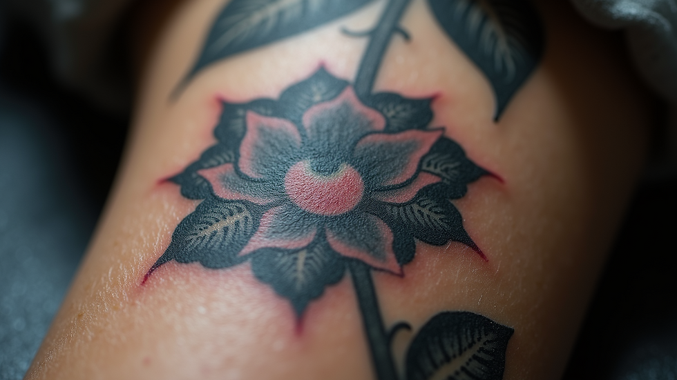 Close-up view of a newly tattooed skin surface