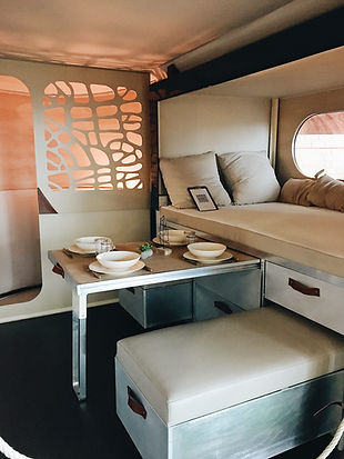 Inside a camper van