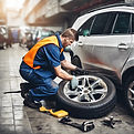 car tire change by professional european