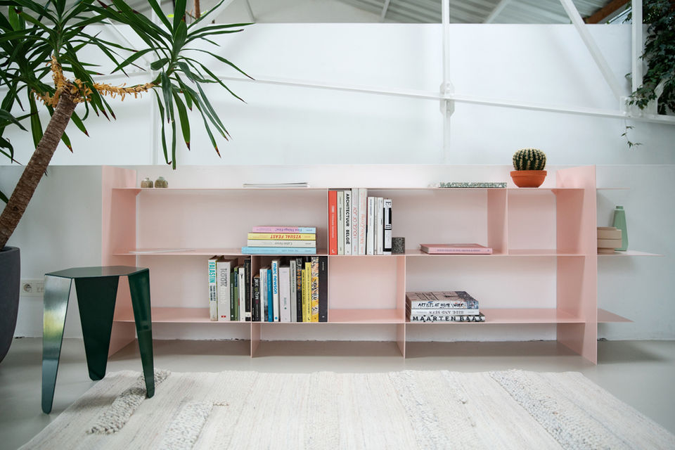 boekenrek staal roze