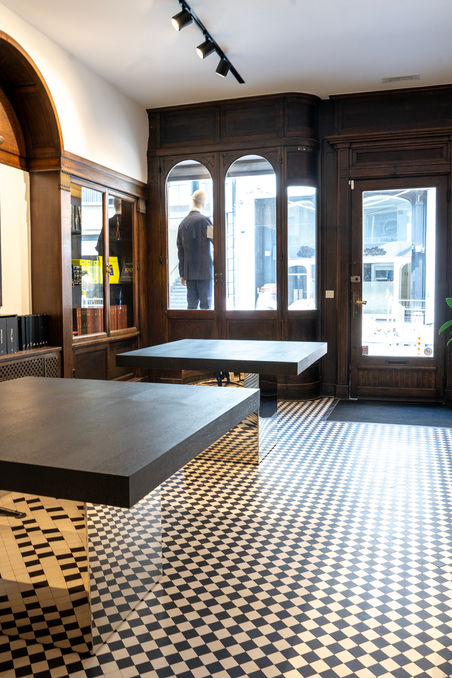 tafel in eik en spiegelinox