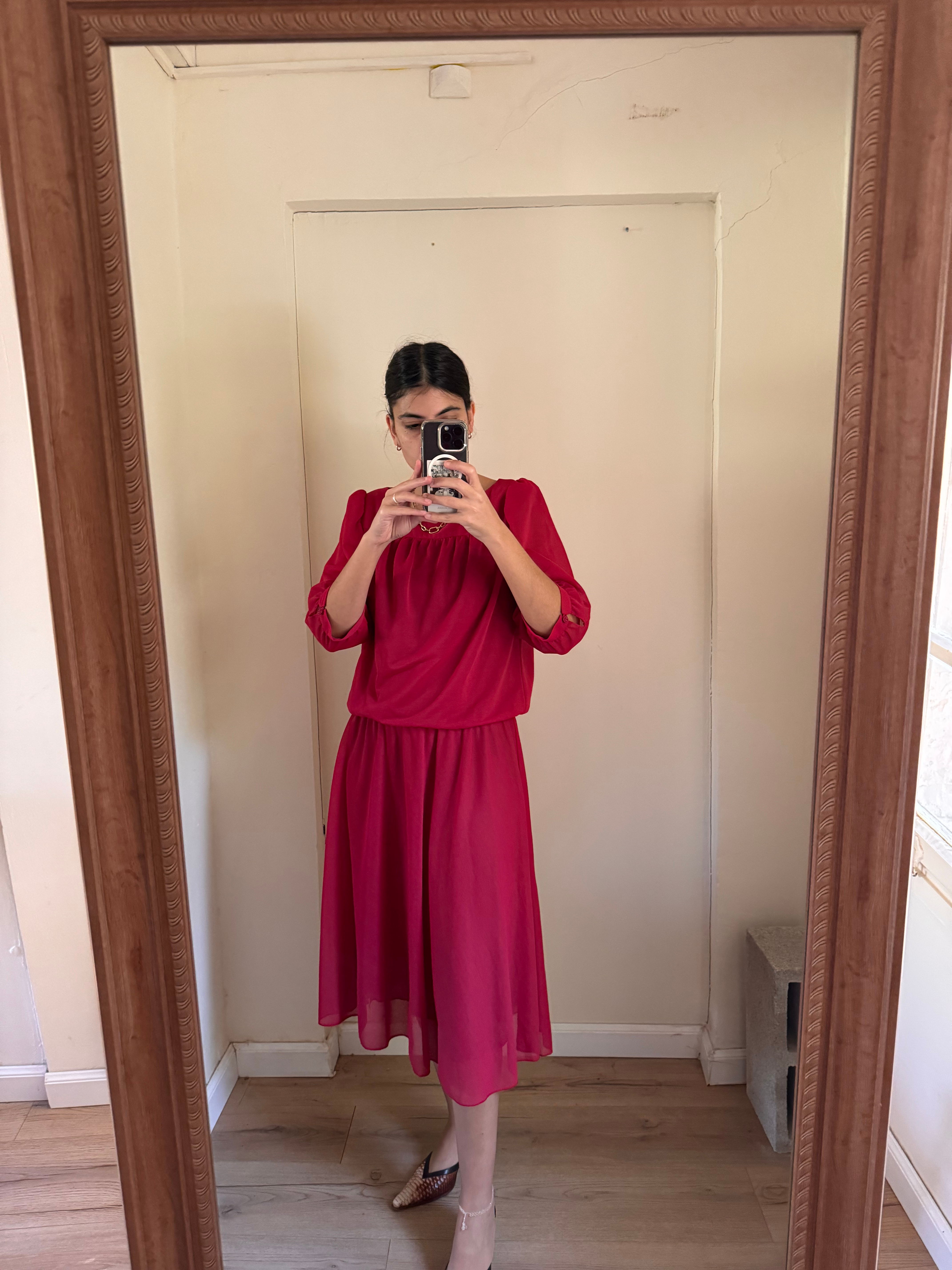 שמלה בורדו שנות ה 80