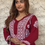 Thumbnail: Modal Kurta With Handcrafted Motifs- Maroon