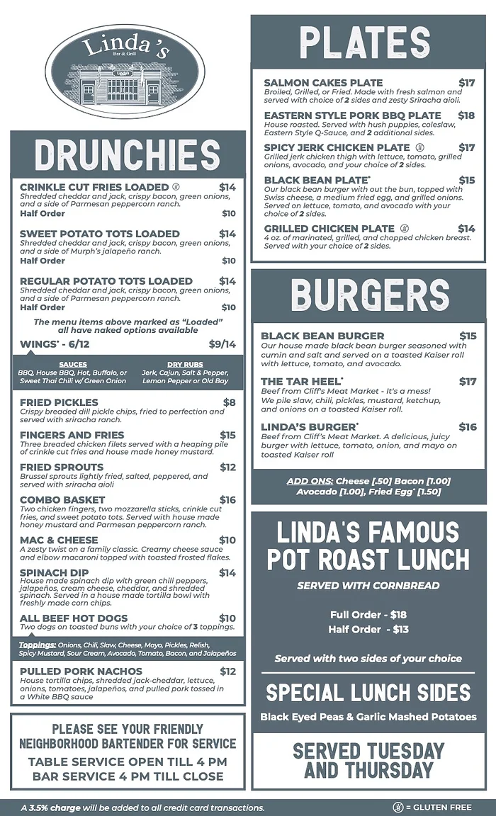 Linda's menu page 1