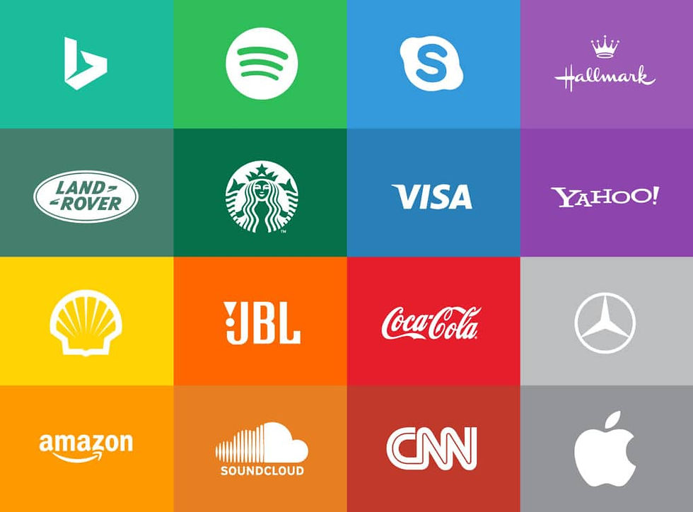 A rainbow of brand logos