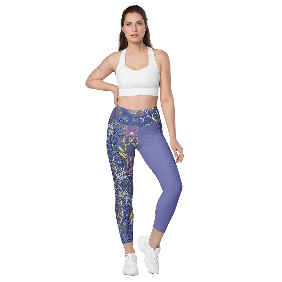 Thumbnail: Purple Fantasy Floral Leggings with pockets