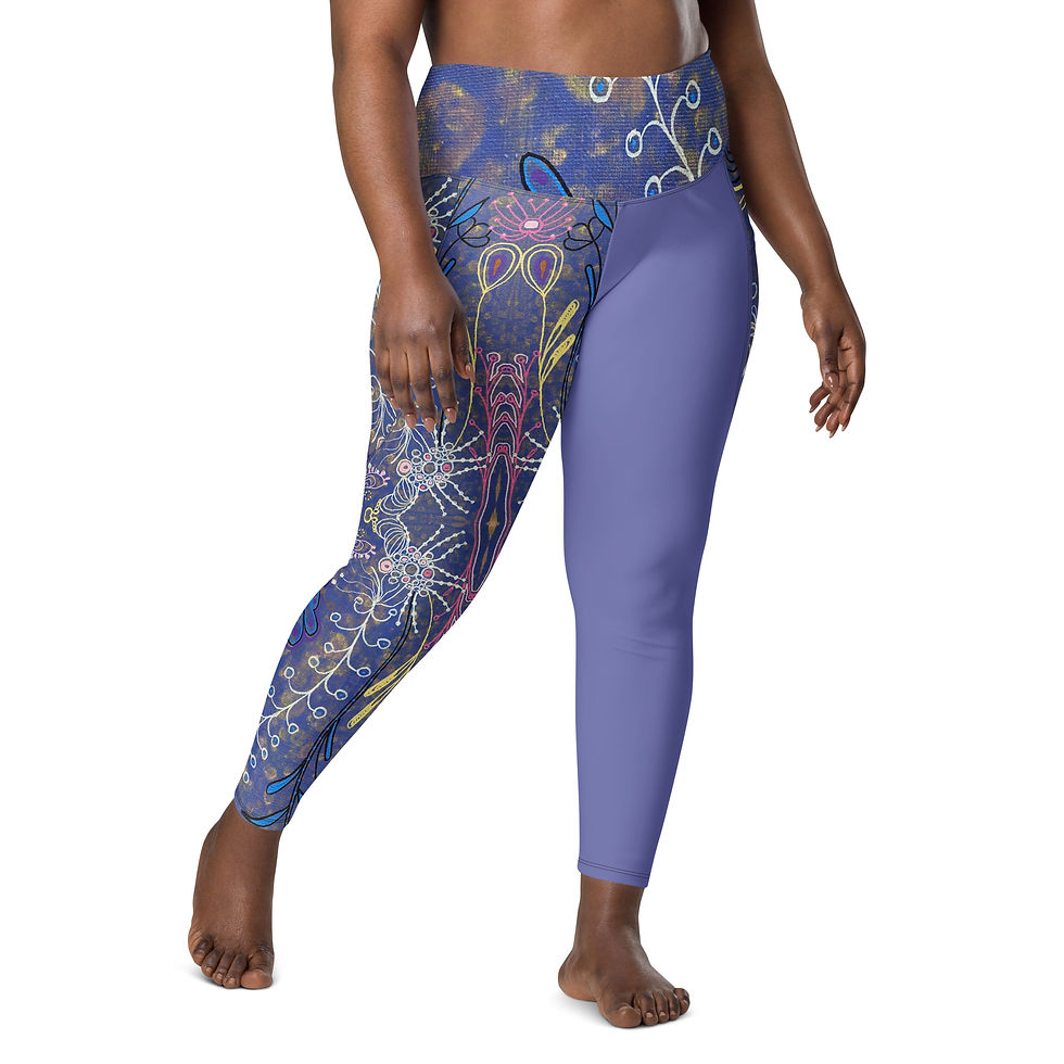 Thumbnail: Purple Fantasy Floral Leggings with pockets