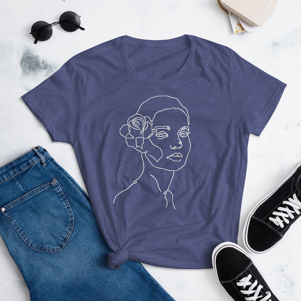 Thumbnail: Continuous White Line Portrait Women's short sleeve t-shirt