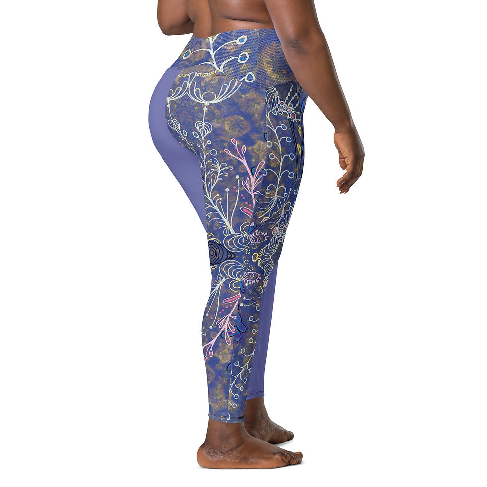 Thumbnail: Purple Fantasy Floral Leggings with pockets