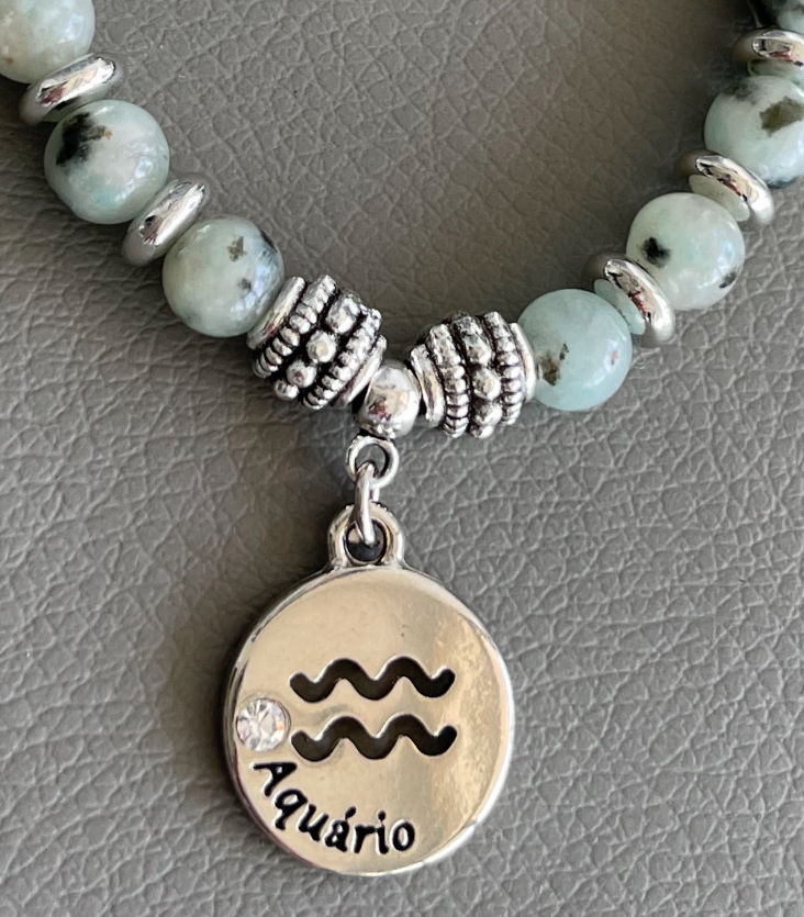 Miniatura: Pulseira  em  pedra Labradorita Natural signo Aquario