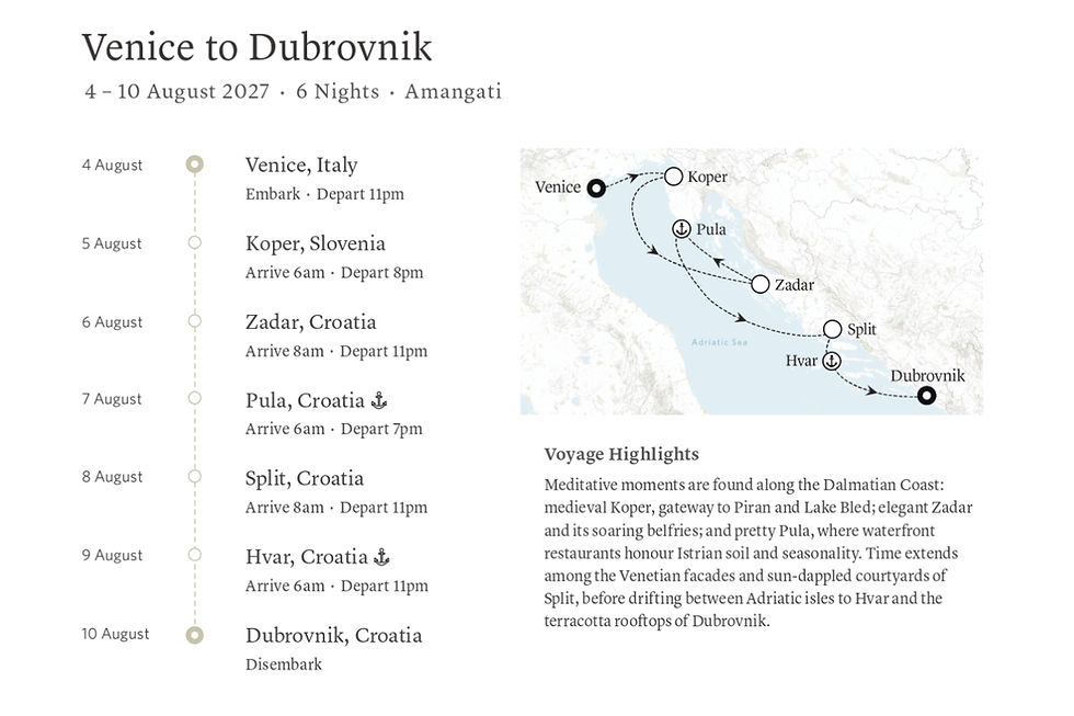 Amangati yacht itinerary dalmation coast
