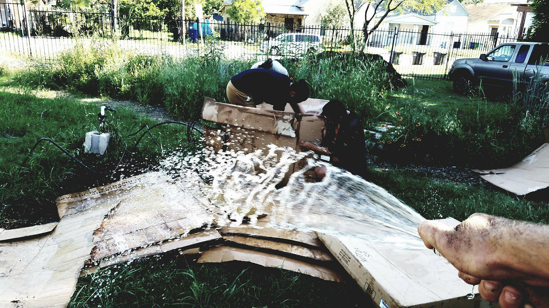 sheet mulch water cardboard