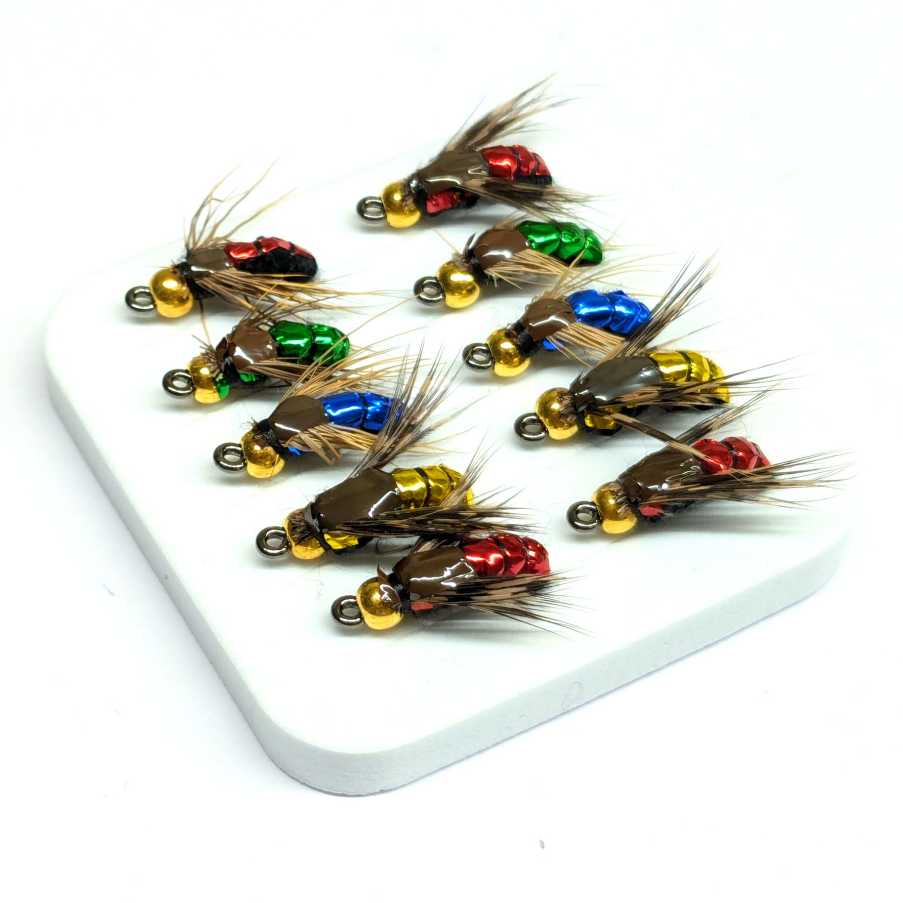 Trout Fishing Flies Bottle Fly 10 Pack Brass Heads Fast Sinking