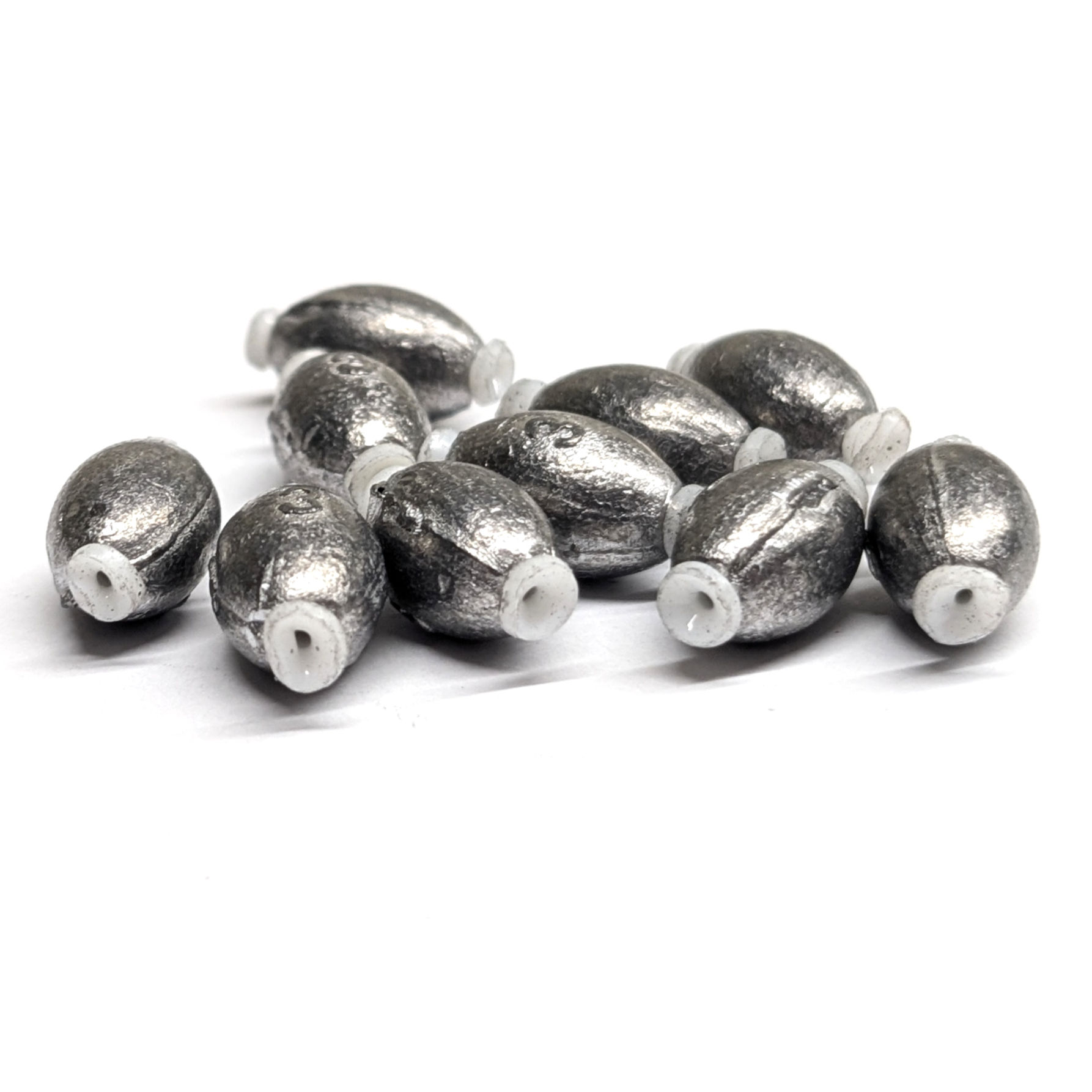 Inline Weights Sinkers 10 Pack Oval With Plastic Tube Insert
