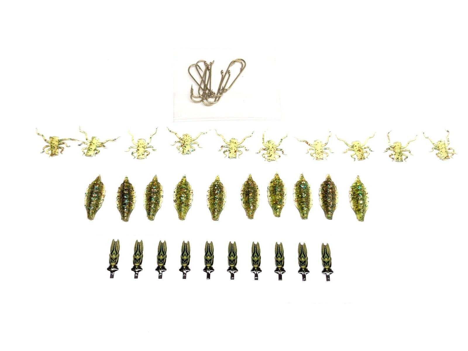 Artificial Dragonfly Nymph Rubber Body & Legs Tying Set 10 Pack Trout Chub Flies