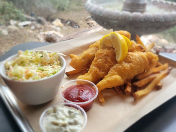 Beer-battered cod, coleslaw, tartar, malt vinegar & fries