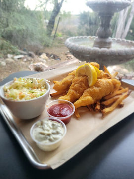 Beer-battered cod, coleslaw, tartar, malt vinegar & fries