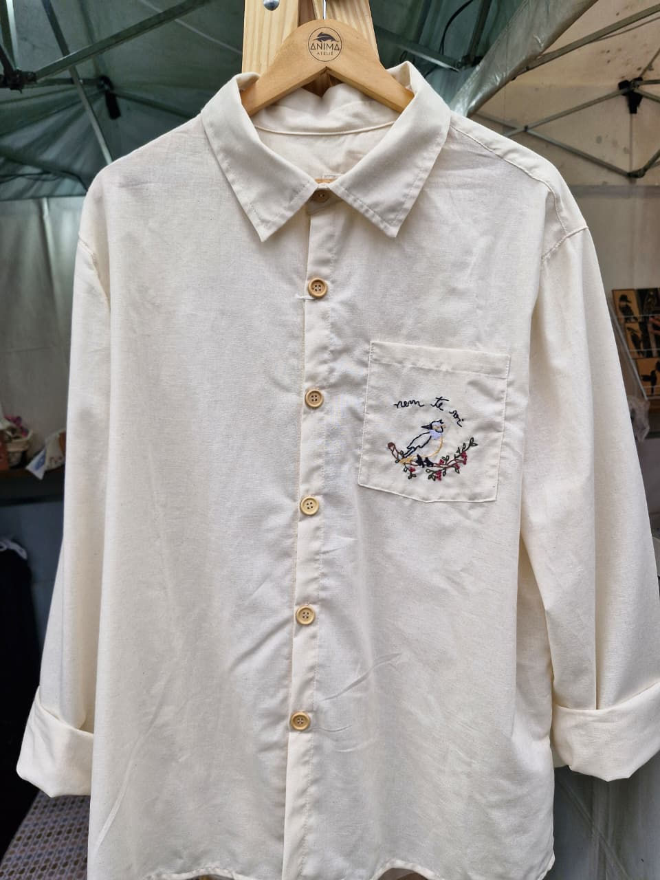 Miniatura: CAMISA OVERSIZE BORDADA (pássaros)