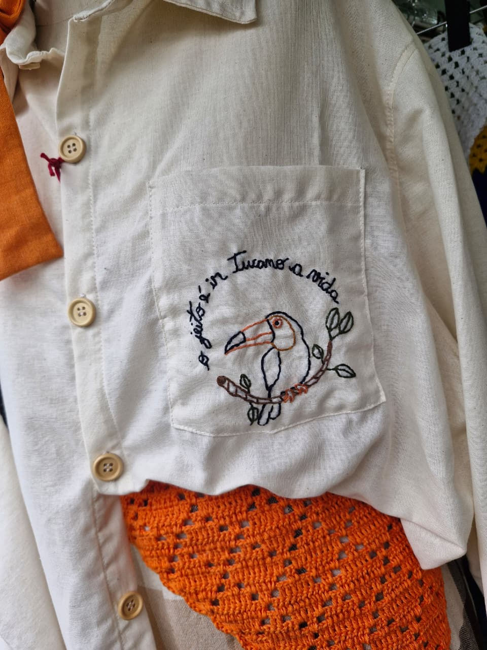 CAMISA OVERSIZE BORDADA (pássaros)