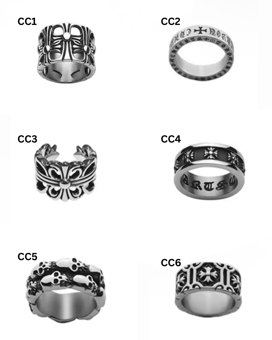 CHROME CROSS RINGS