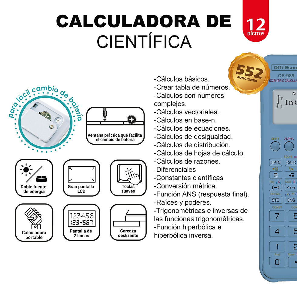 Miniatura: Calculadora Offiesco Científica OE-989 552 Funciones