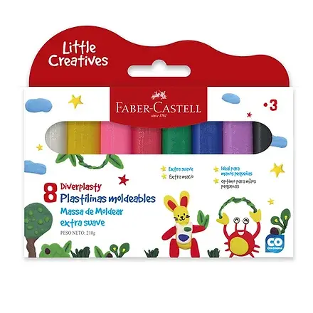 Plastilinas Moldeables Diverplasty x 8 Barras 210gr Faber Castell