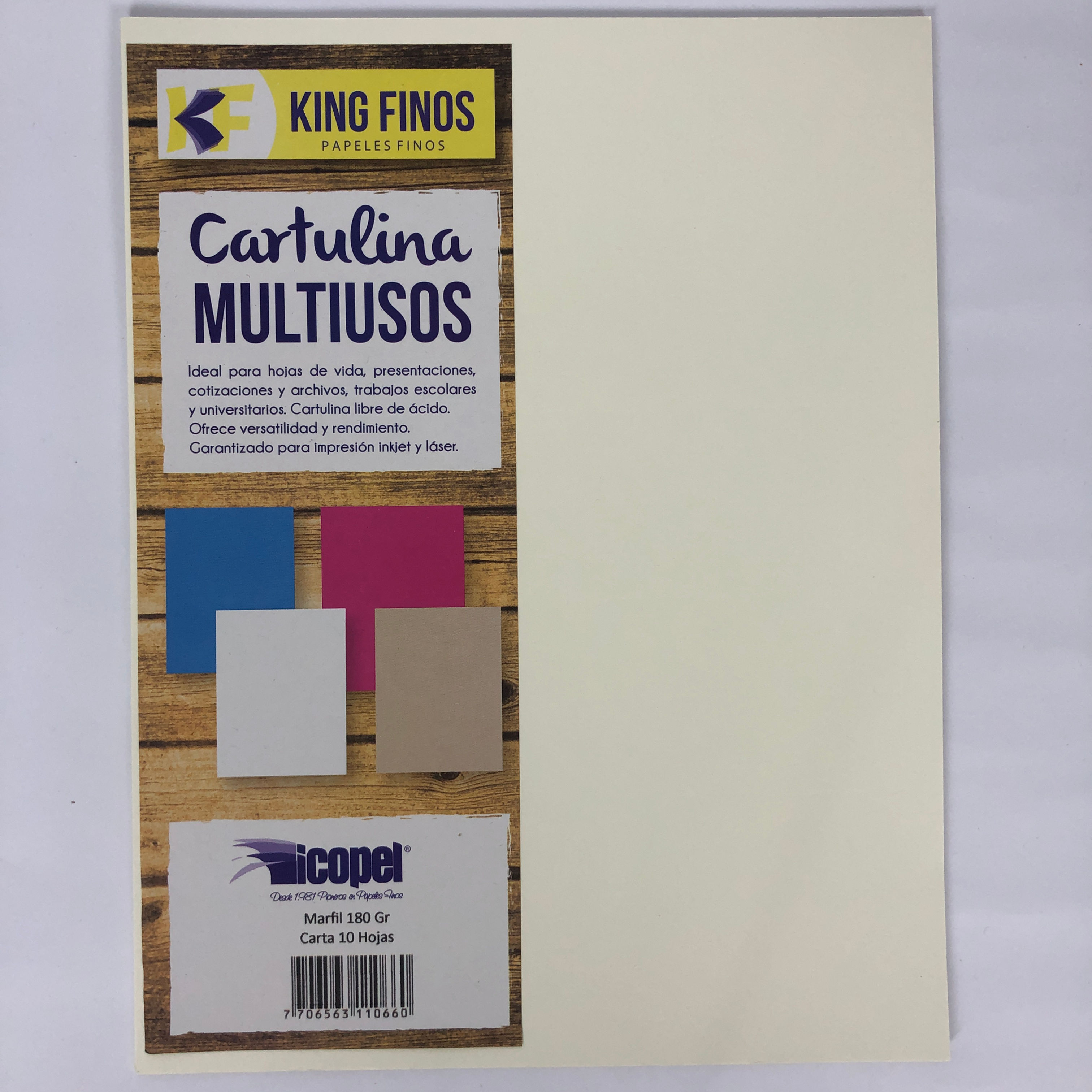 Cartulina King Fino Marfil  x 10und Carta