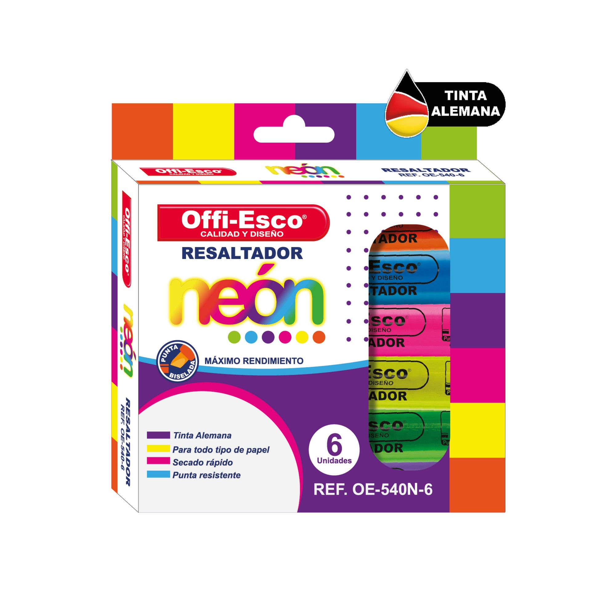 Resaltador Offi-Esco X 6 OE-540 Fluor Grueso