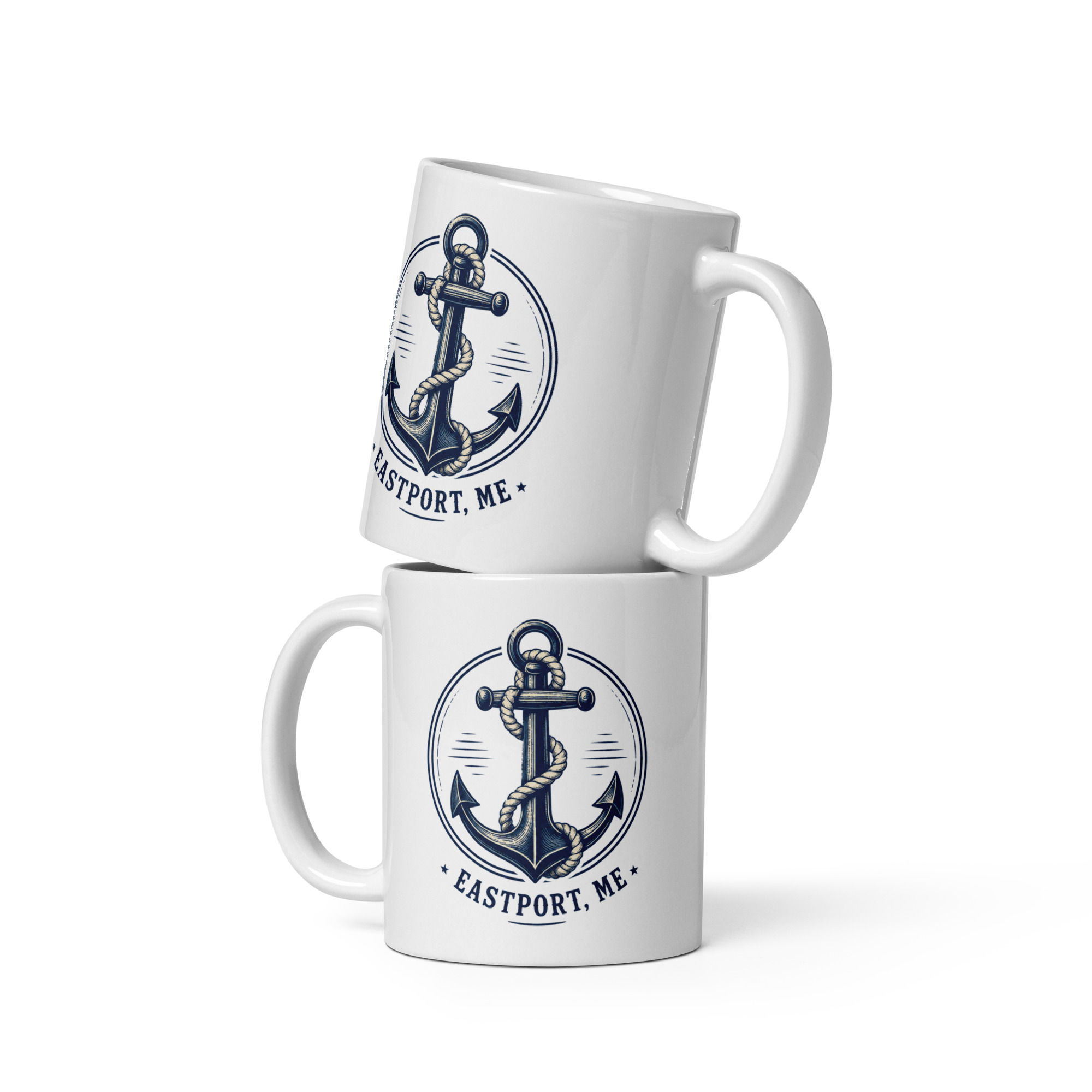 White glossy mug Eastport Anchor 3