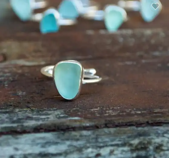 Handmade Sterling Silver Adjustable Sea Glass Ring