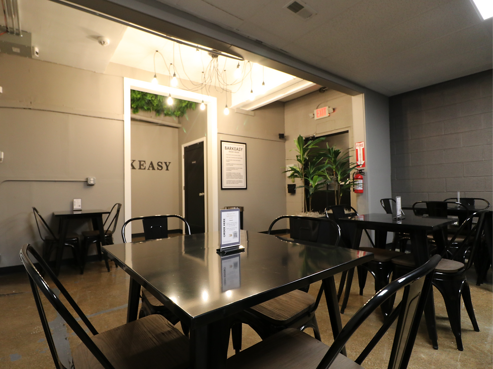 BarkEasy dog-friendly seating area inside Coffee & Bark in Berkley