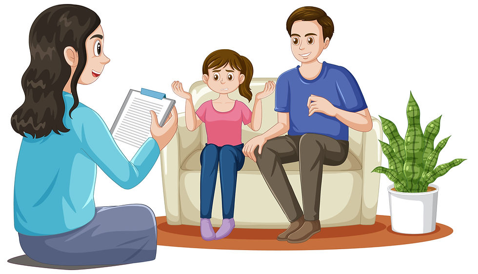 Child therapist engaging with a young girl