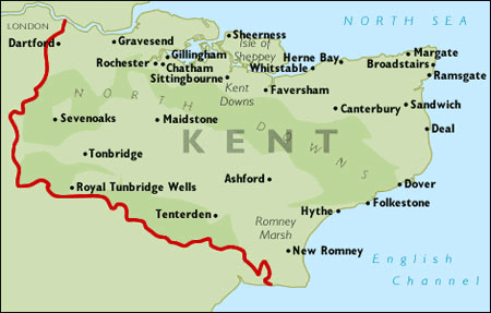 Map of Medway and Kent UK