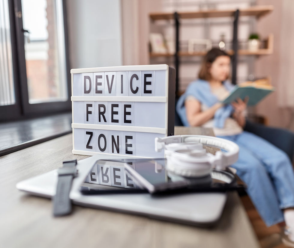 Woman reading in a device free zone