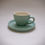 Thumbnail: Ceramic Cup and Saucer Set, Pastel Green, White Interior, Coffee Tea Drinkware f