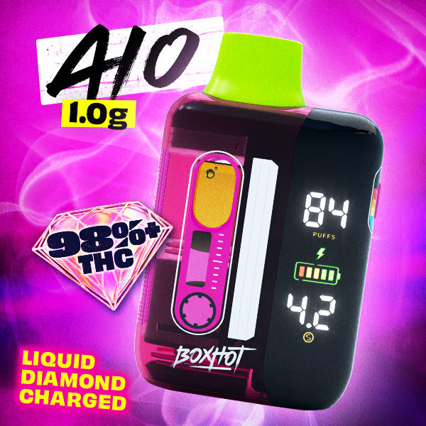 Pink, green and black all-in-one vape on pink background