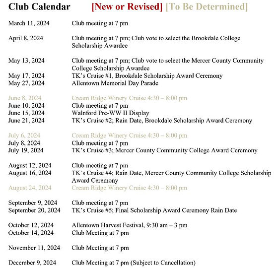 Club Calendar