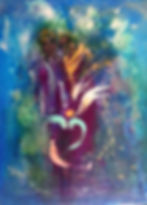 Peinture abstraite "L'écrin de nos Amours" 46x61cm