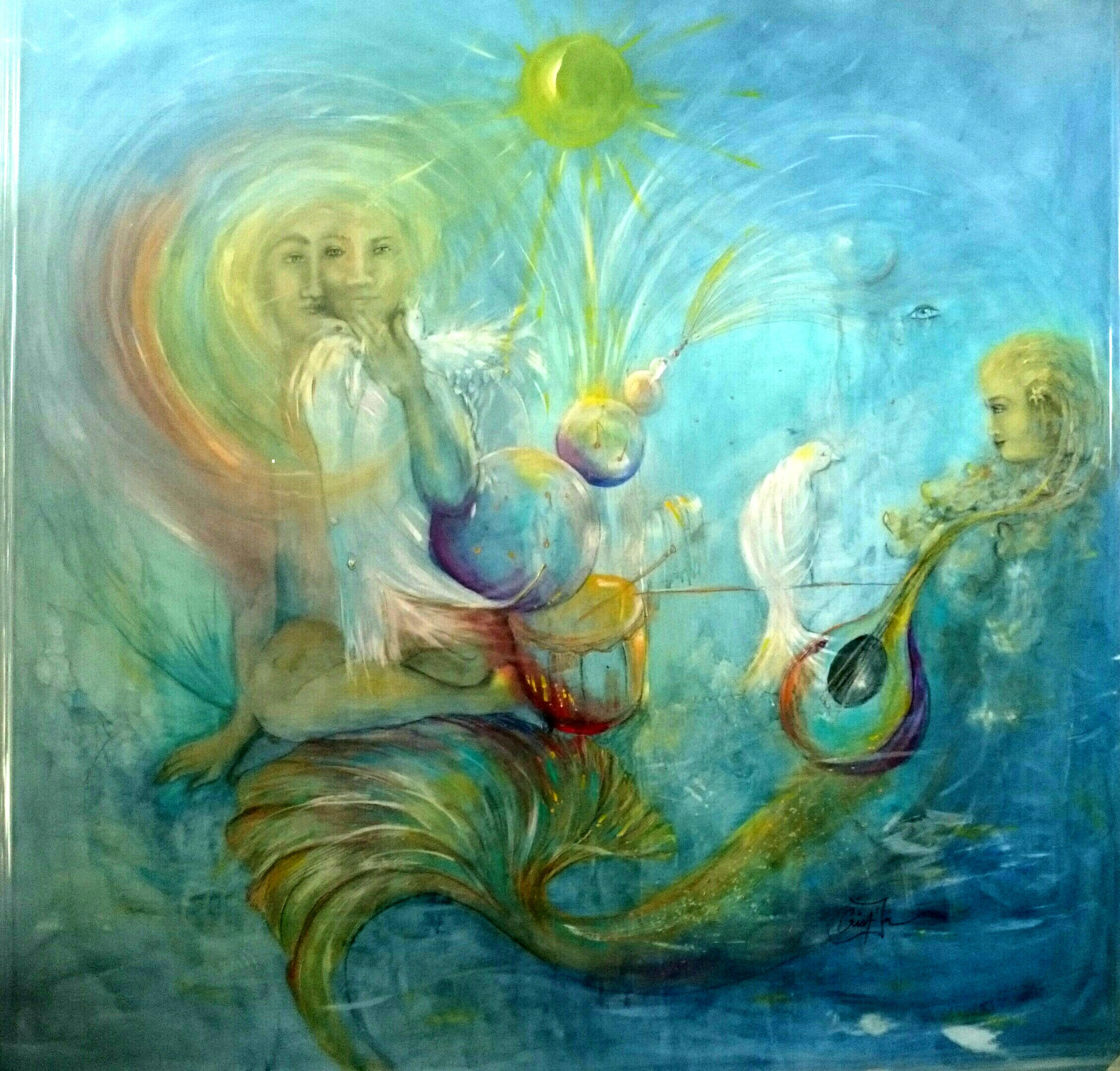 Tableau moderne grand format "Transformation" 200x200cm