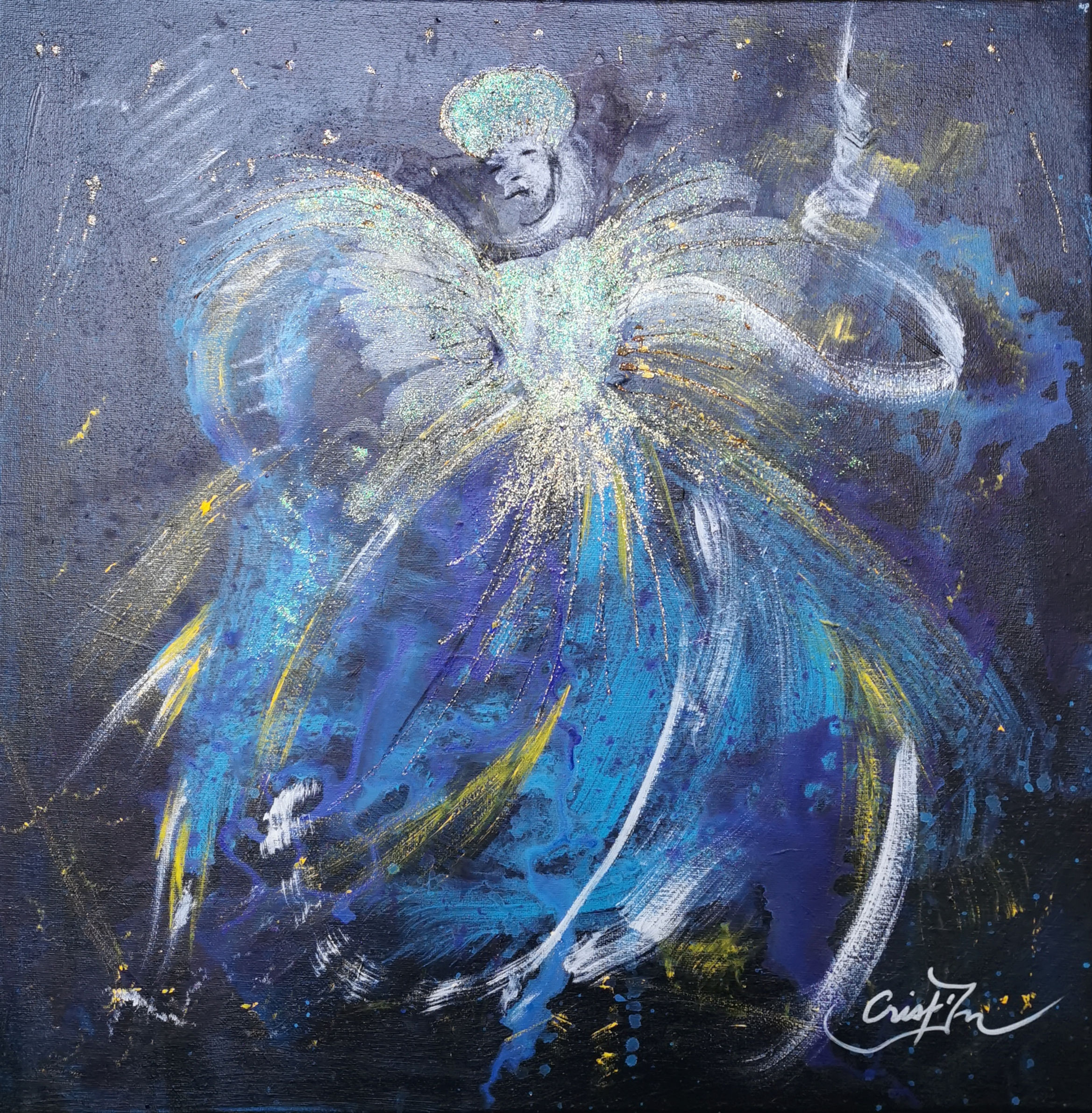 Petite peinture abstraite "Lumière d'amour" 50x50cm