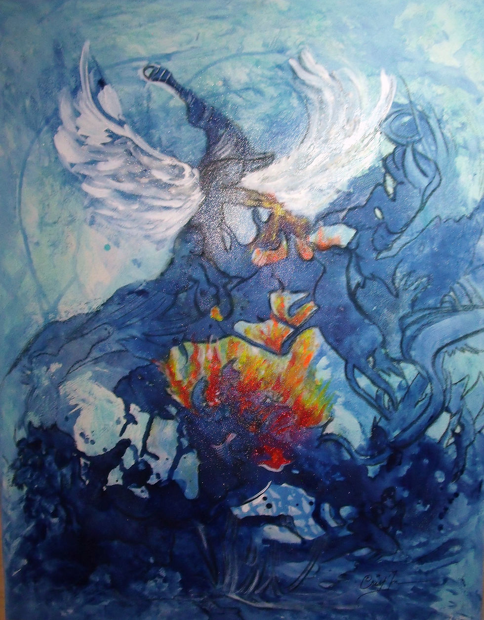 Peinture abstraite "Libération des Ames" 70x90cm