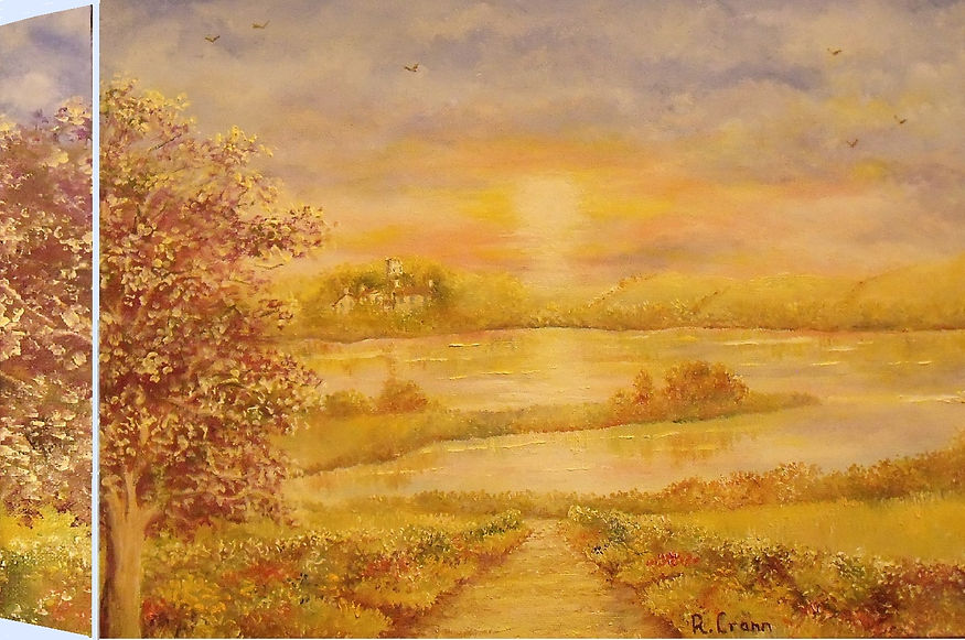 Sunrise over Stoke Dry Village and Eyebrook Resevoir, Rutland, 12 x 16 x 1 inch, Oil4.jpg