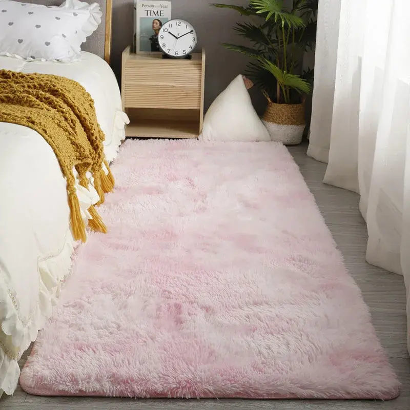 Thumbnail: Soft Pink Fluffy Kids Bedroom Carpet Cute Girls Living Room Rug