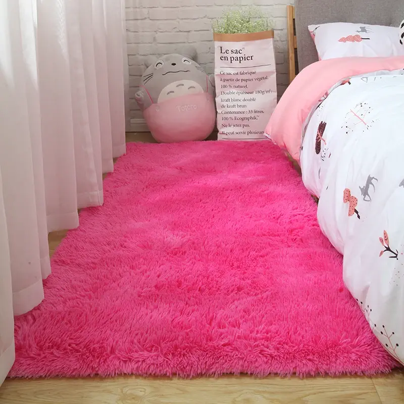 Thumbnail: Soft Pink Fluffy Kids Bedroom Carpet Cute Girls Living Room Rug