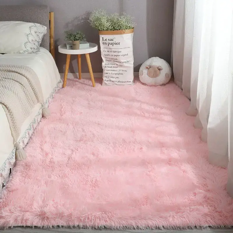Thumbnail: Soft Pink Fluffy Kids Bedroom Carpet Cute Girls Living Room Rug