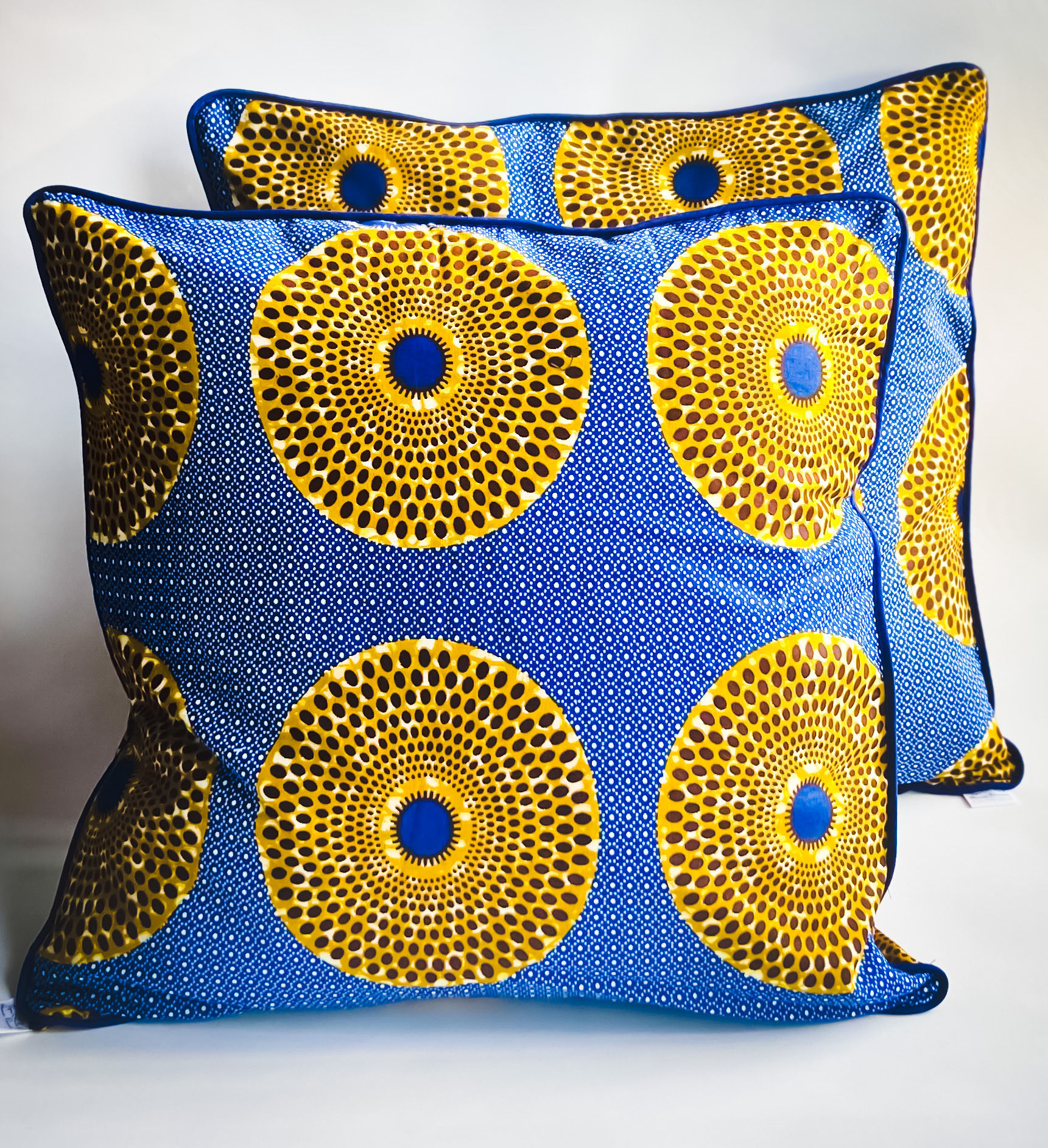 Blue and Yellow Ankara Pillow