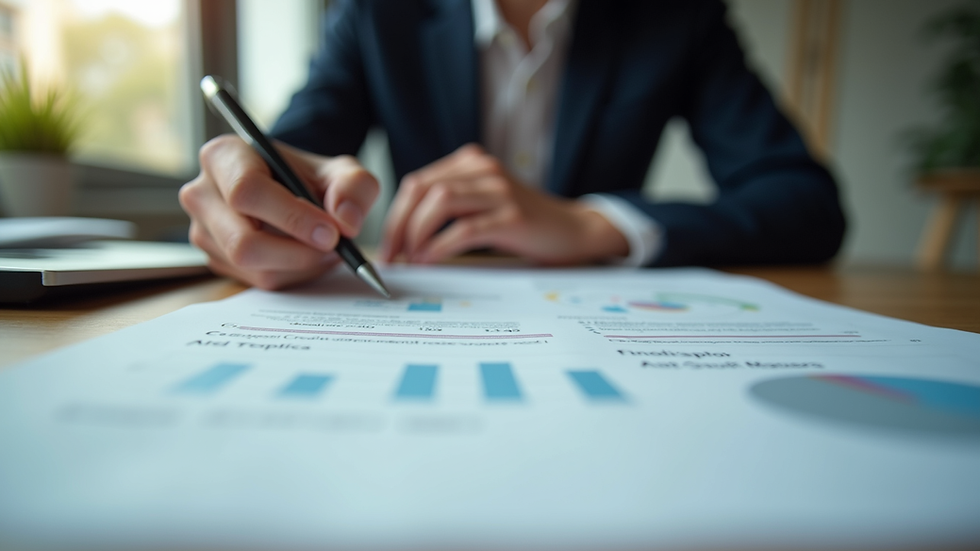 Eye-level view of a person reviewing a credit report at a desk